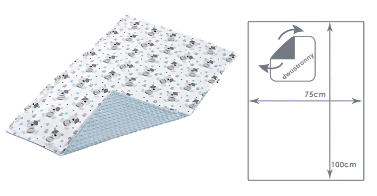 Medi Partners, Teddy, kocyk minky, błękit, 75-100 cm