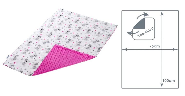 Medi Partners, Teddy, kocyk minky, różowy, 75-100 cm