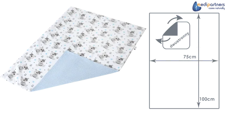 Medi Partners, Teddy, kocyk, wafel, niebieski, 75-100 cm