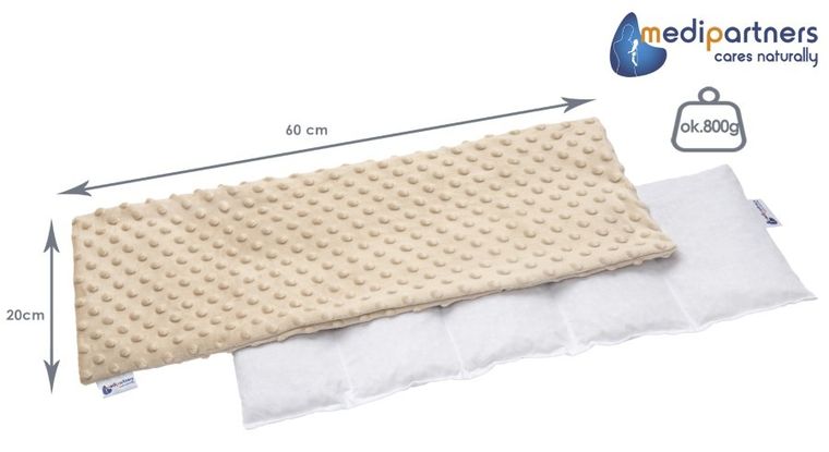 Medi Partners, termofor 5-komorowy z pestkami wiśni, minky, beż, 20-60 cm