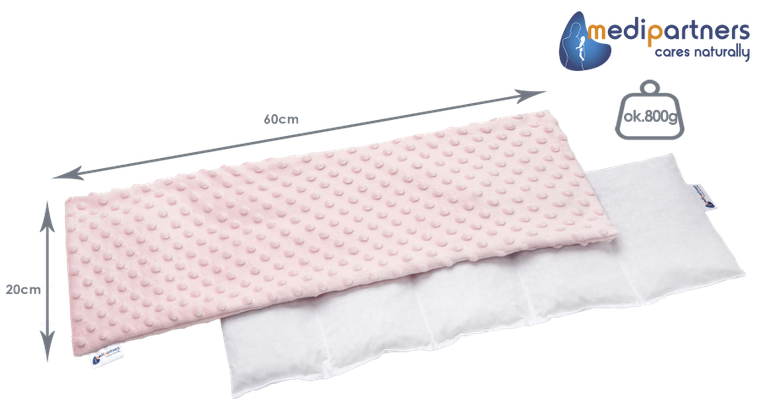 Medi Partners, termofor 5-komorowy z pestkami wiśni, minky, pudrowy róż, 20-60 cm