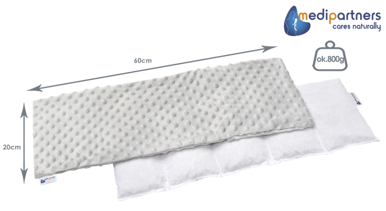 Medi Partners, termofor 5-komorowy z pestkami wiśni, minky, szary, 20-60 cm