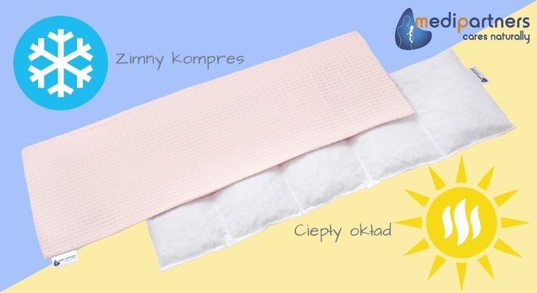 Medi Partners, termofor 5-komorowy z pestkami wiśni, wafel, pudrowy róż