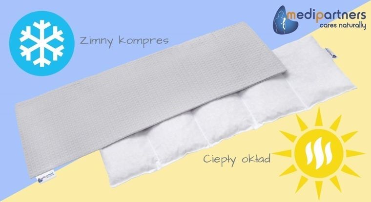 Medi Partners, termofor 5-komorowy z pestkami wiśni, wafel, szary