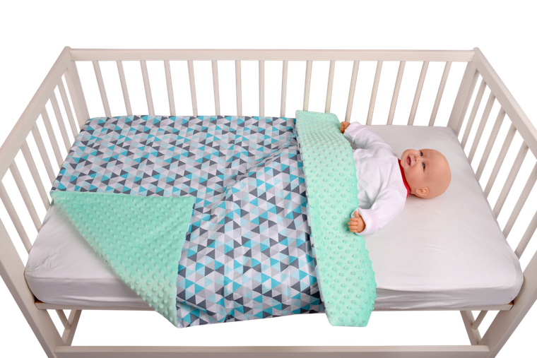 Medi partners, Trójkąty, kocyk minky, miętowy, 75-100 cm