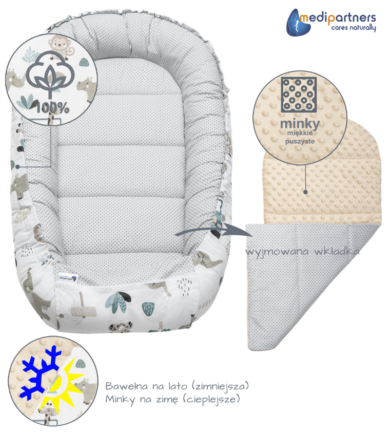 Medi Partners, Zoo, gniazdo niemowlęce, kokon solo, beżowy