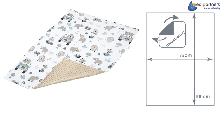 Medi Partners, Zoo, kocyk minky, beżowy, 75-100 cm