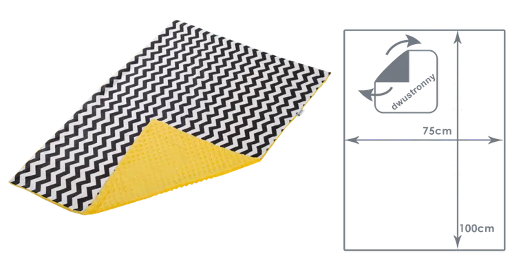 Medi partners, Zygzak, kocyk minky, żółty, 75-100 cm