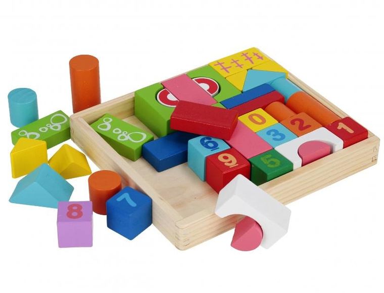 Mega Creative, klocki drewniane, kolorowe