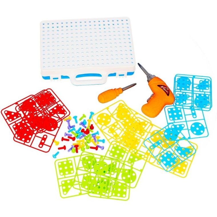 Mega Creative, klocki, mozaika do skręcania, wiertarka