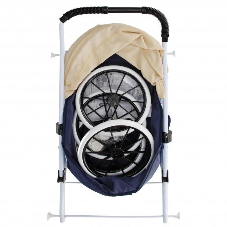 Mega Creative, metalowy wózek dla lalek głęboki, granatowy