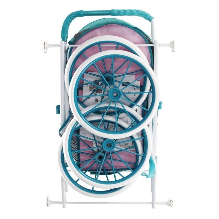 Mega Creative, metalowy wózek dla lalek głęboki, szary