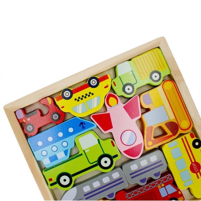 Mega Creative, Pojazdy, układanka drewniana, 12 elementów