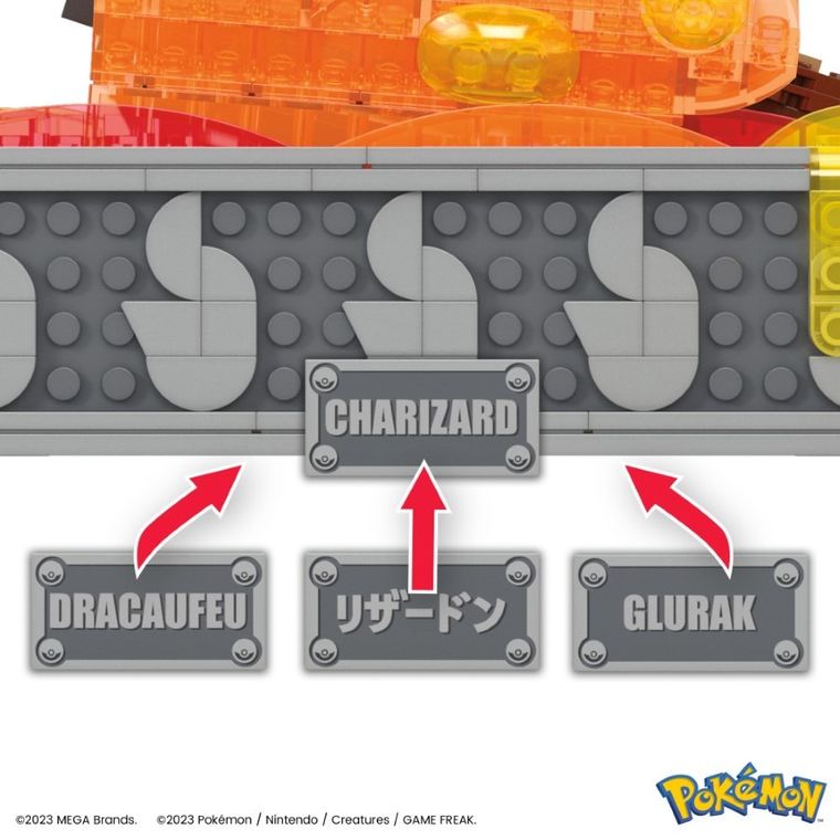 MEGA Pokemon, Mechaniczny Charizard z ruchem, klocki, 1664 elementy