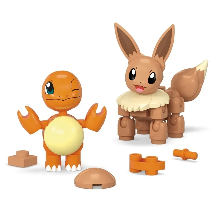 MEGA Pokemon, Pokeball Charmander i Eevee, 2 figurki, klocki, 40 elementów