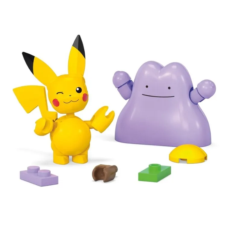 MEGA Pokemon, Pokeball Pikachu i Ditto, 2 figurki, klocki, 42 elementy