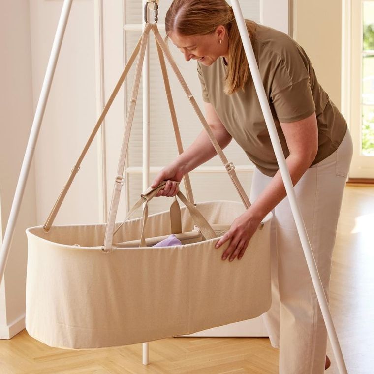 Membantu, bujane łóżeczko dla dzieci, beżowe