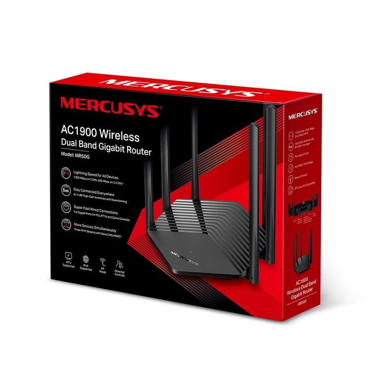 Mercusys, MR50G, router WiFi, AC1900 Dual Band, 3xRJ45 1000Mb/s