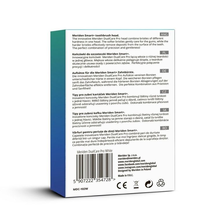 Meriden, Sonic+ Smart+ Dual Care PRO, końcówki, białe, 4 szt.