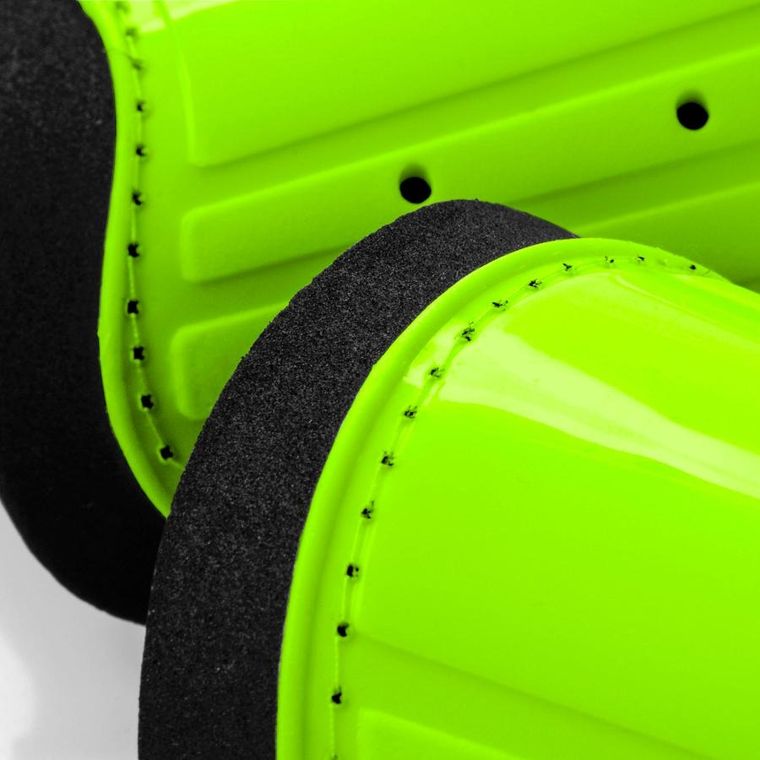 Meteor, nagolenniki piłkarskie, neonowy zielony, rozmiar L
