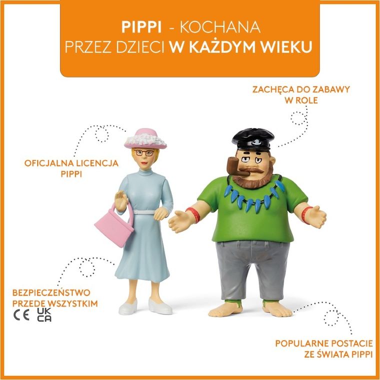 Micki, Pippi Pończoszanka, Ephraim i Panna Prysselius, figurki