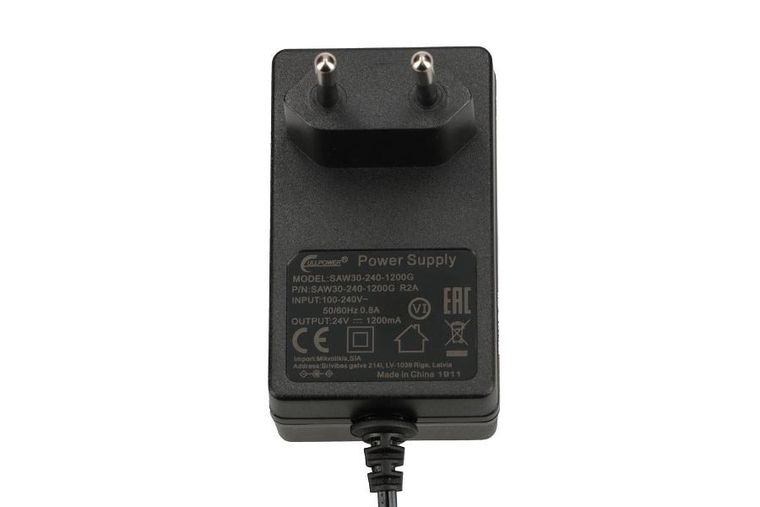 MikroTik, zasilacz, 24V, 1.2A, kątowa wtyczka jack, SAW30-240-1200GR2A