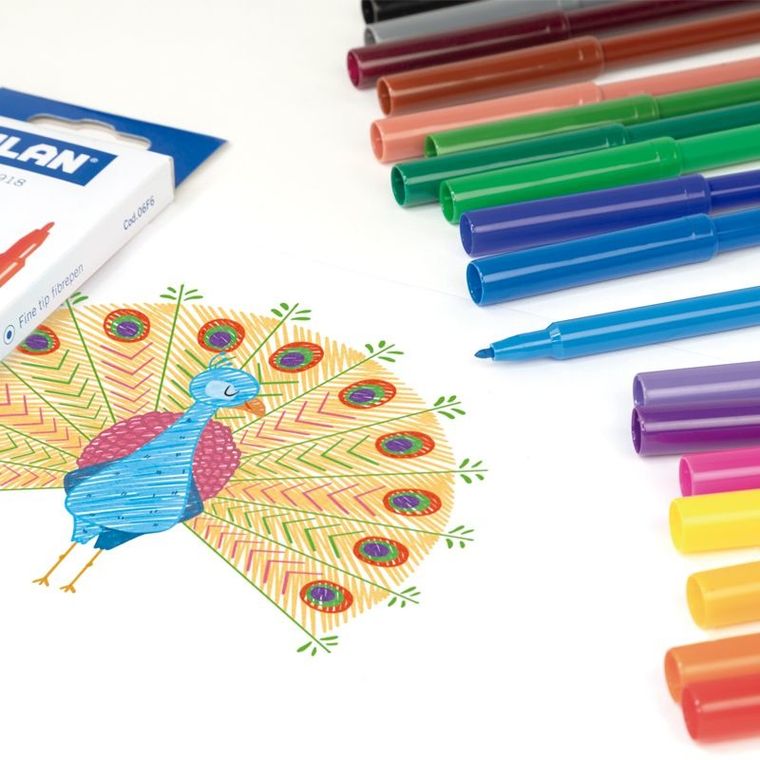 Milan, flamastry okrągłe z cienką końcówką, 18 kolorów