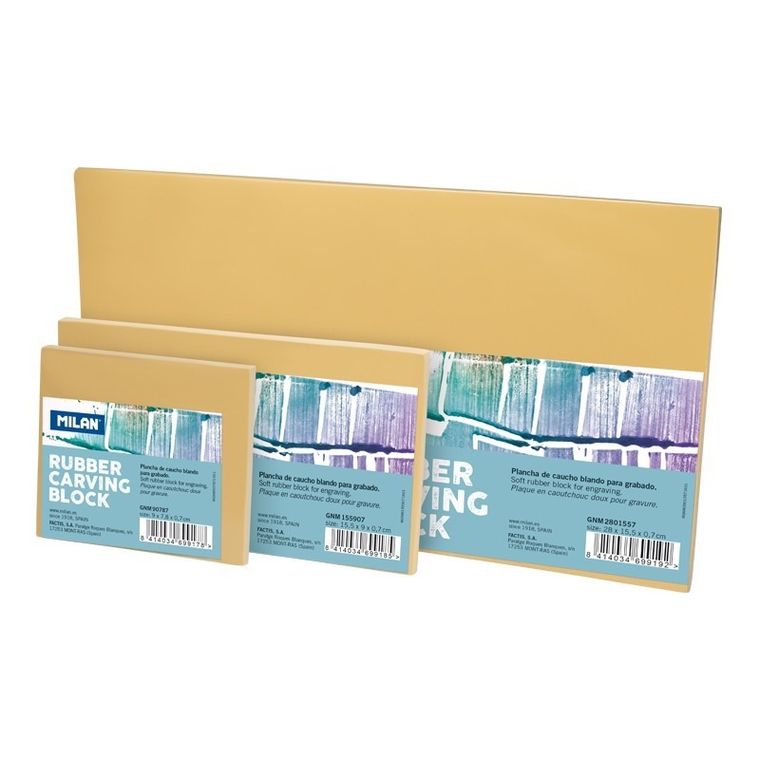 Milan, gumowy blok do linorytu, 9 x 7,8 cm