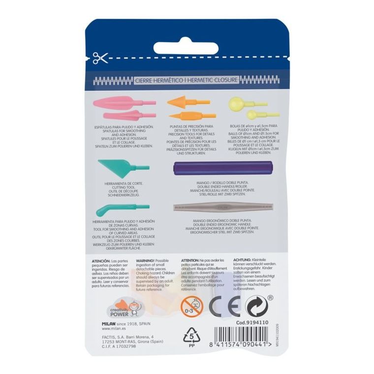 Milan, narzędzia do modelowania, 2 uchwyty + 8 różnych końcówek