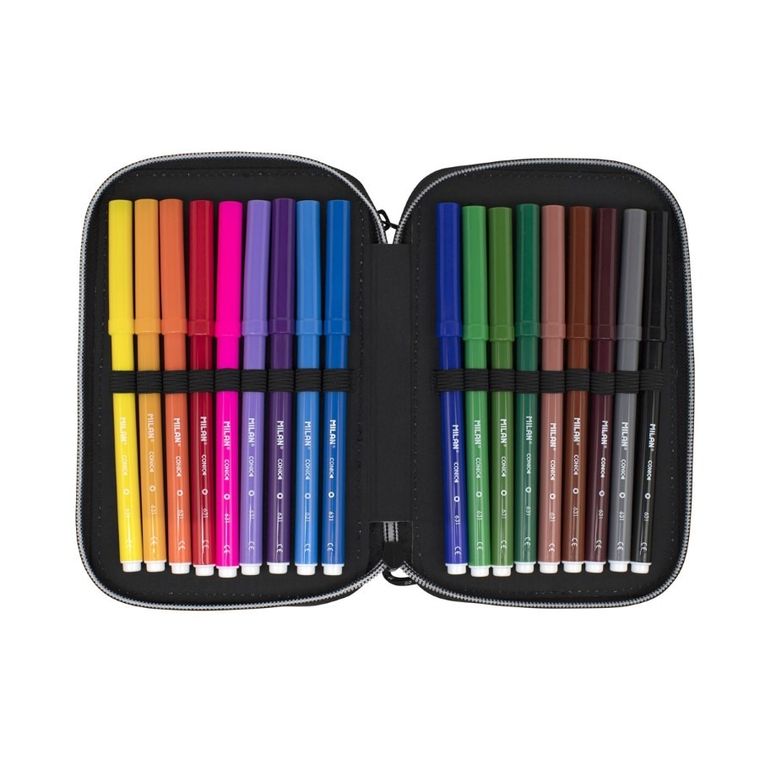 Milan, piórnik z wyposażeniem, sunset, zielony