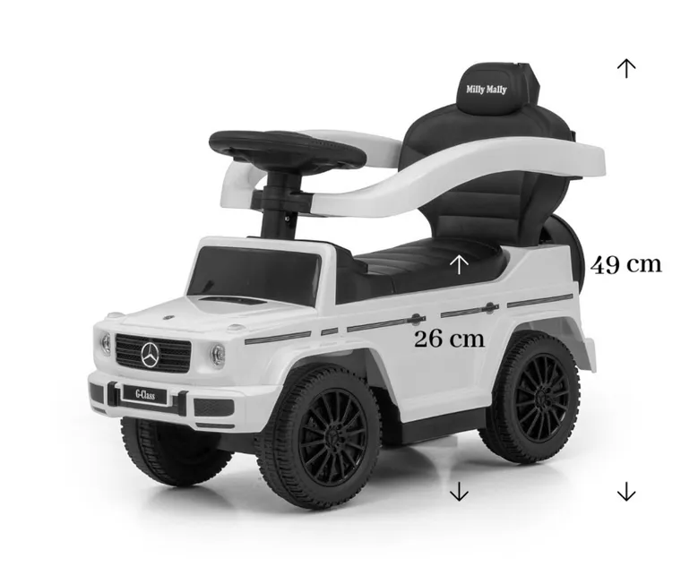 Milly Mally, Mercedes-Benz, G350d, jeździk z rączką, White
