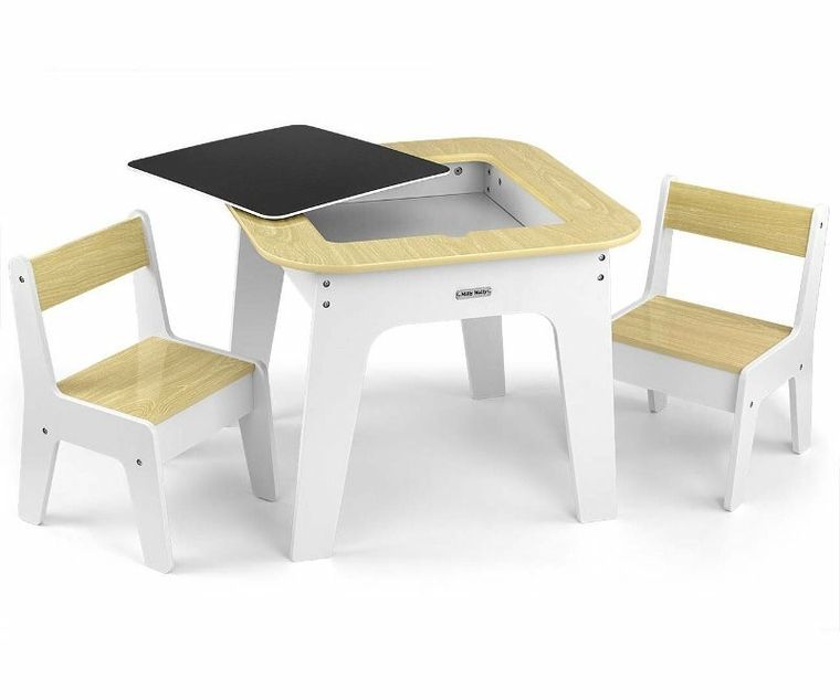 Milly Mally, Olaf Blocks, zestaw mebli, stolik i dwa krzesła, białe