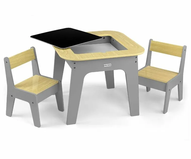 Milly Mally, Olaf Blocks, zestaw mebli, stolik i dwa krzesła, szare