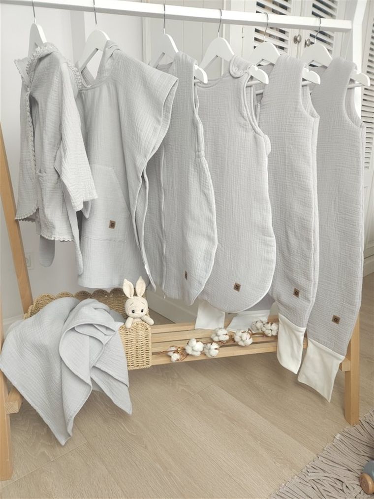 MimiNu, AVI, całoroczny śpiworek do spania, muślin, szary, TOG 2-2.5, 3-12m