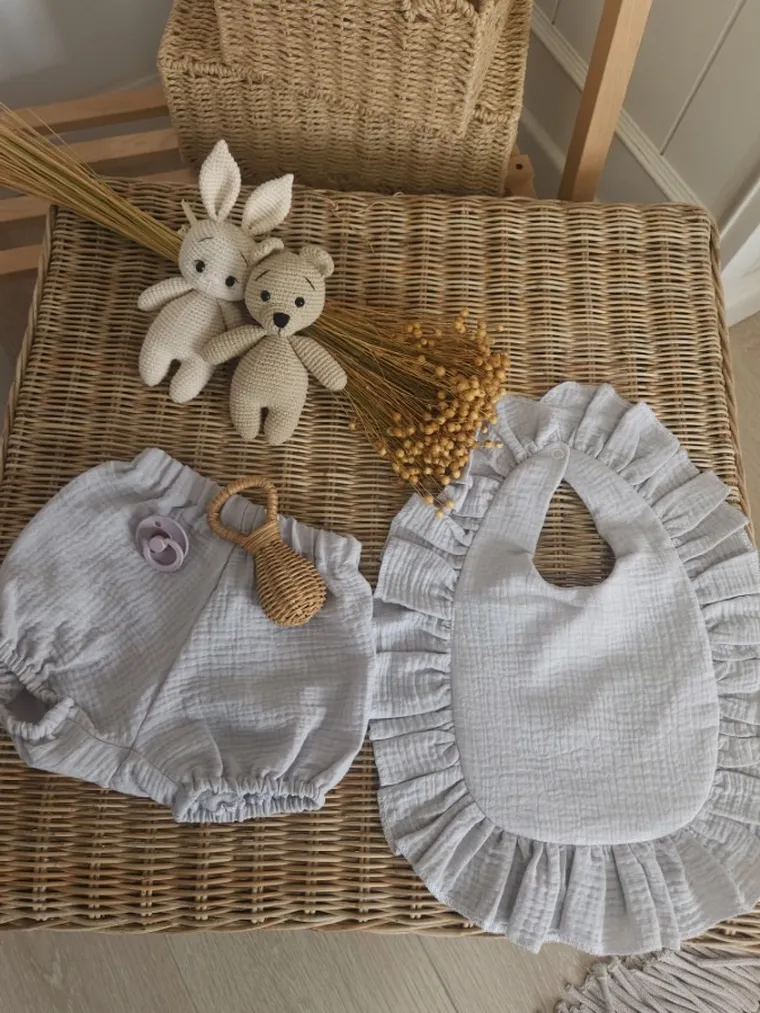 MimiNu, Bloomersy, muślinowe majtki na pieluchę, szary, rozmiar M, 1-4 l.