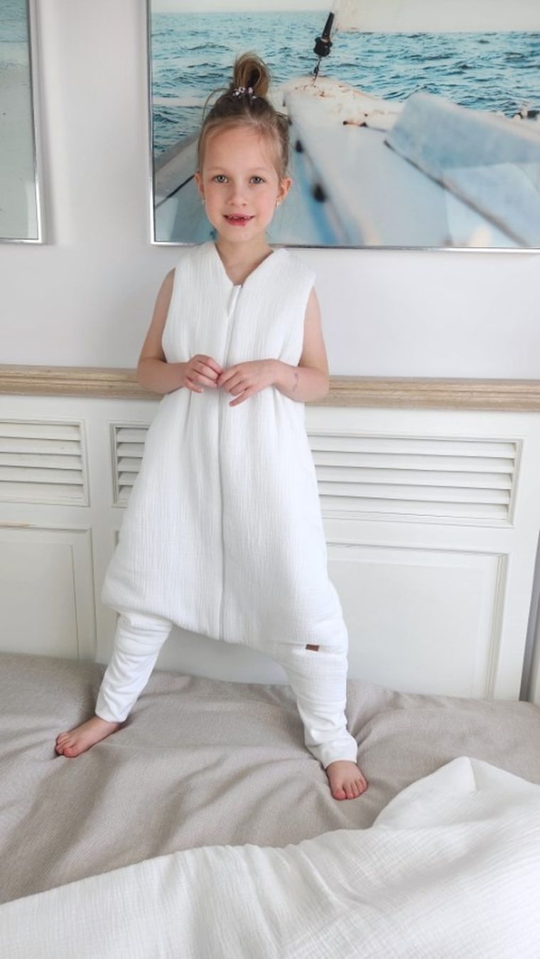 MimiNu, całoroczny śpiworek z nogawkami, muślin, śmietanka, TOG 2-2.5, rozmiar M, 2-6 l