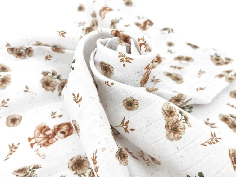 MimiNu, Duo, Kaczuszki, pielucha muślinowa, beż, 30-30 cm, 2 szt.