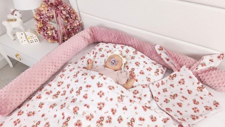 MimiNu, Duo, Kaczuszki, poszewka na poduszkę, pudrowy róż, 60-40 cm, 2 szt.