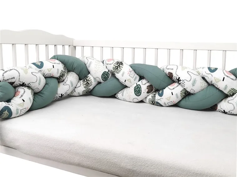 MimiNu, Jeżyk, ochraniacz do łóżeczka, warkocz, mięta, 240-250 cm