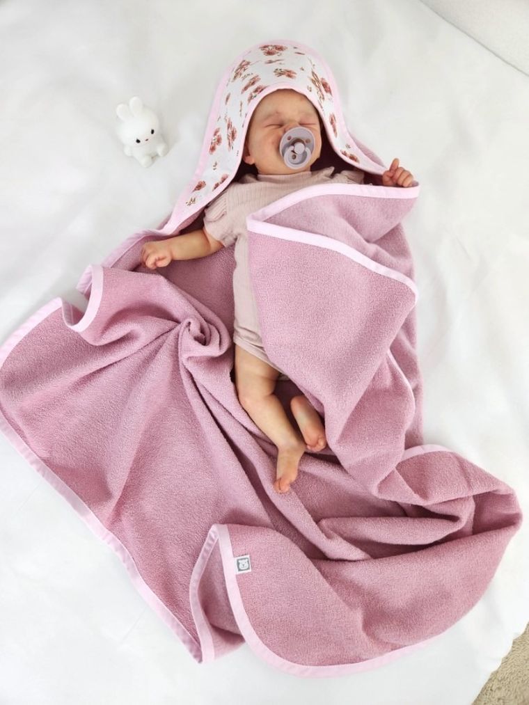 MimiNu, Kaczuszki, okrycie kąpielowe termofrotte, pudrowy róż