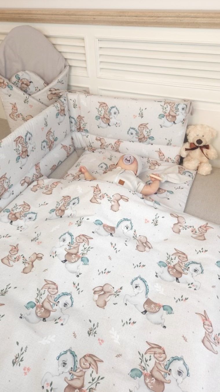 MimiNu, Karuzela, 5-częściowy komplet pościeli, 120-90 cm