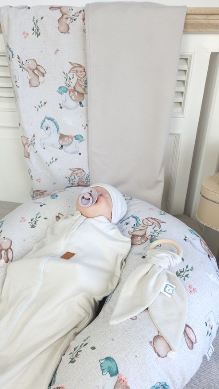 MimiNu, Karuzela, lekki kocyk dziecięcy, jersey, beż, 75-100 cm