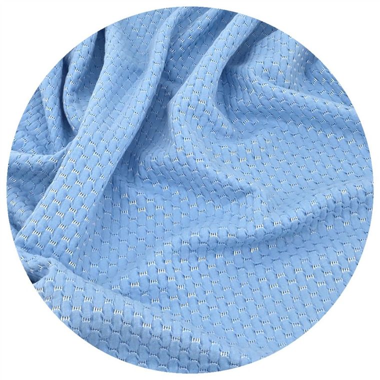 MimiNu, kocyk bawełniany, interlock żakardowy+jersey, błękit, 70-100 cm