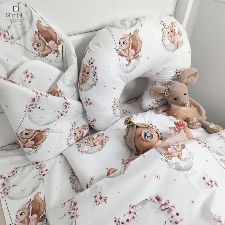 MimiNu, Lili, 2-częściowy komplet pościeli, pudrowy róż, 120-90 cm