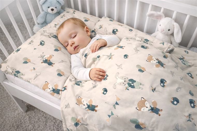 MimiNu, Lis i Królik, 2-częściowy komplet pościeli bawełnianej, beż, 100-135 cm