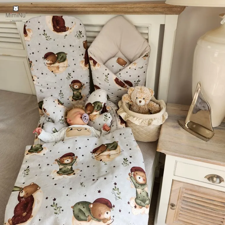 MimiNu, Miś na Księżycu, rożek niemowlęcy, beż, 75-75 cm