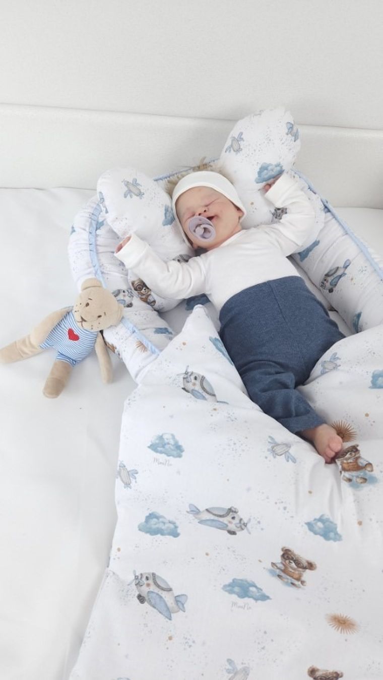 MimiNu, Misie, kokon, gniazdo niemowlęce, błękit, 55-75 cm