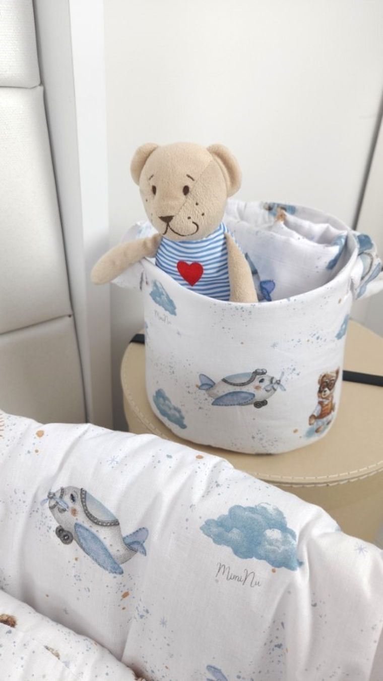 MimiNu, Misie, koszyk na zabawki z uszami, błękit