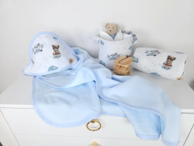 MimiNu, Misie, okrycie kąpielowe termofrotte, błękit