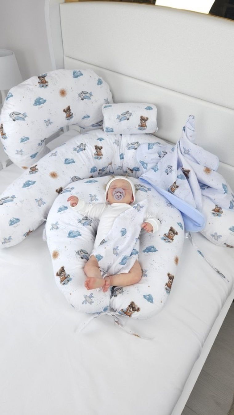 MimiNu, Misie, poduszka do spania i karmienia, błękit